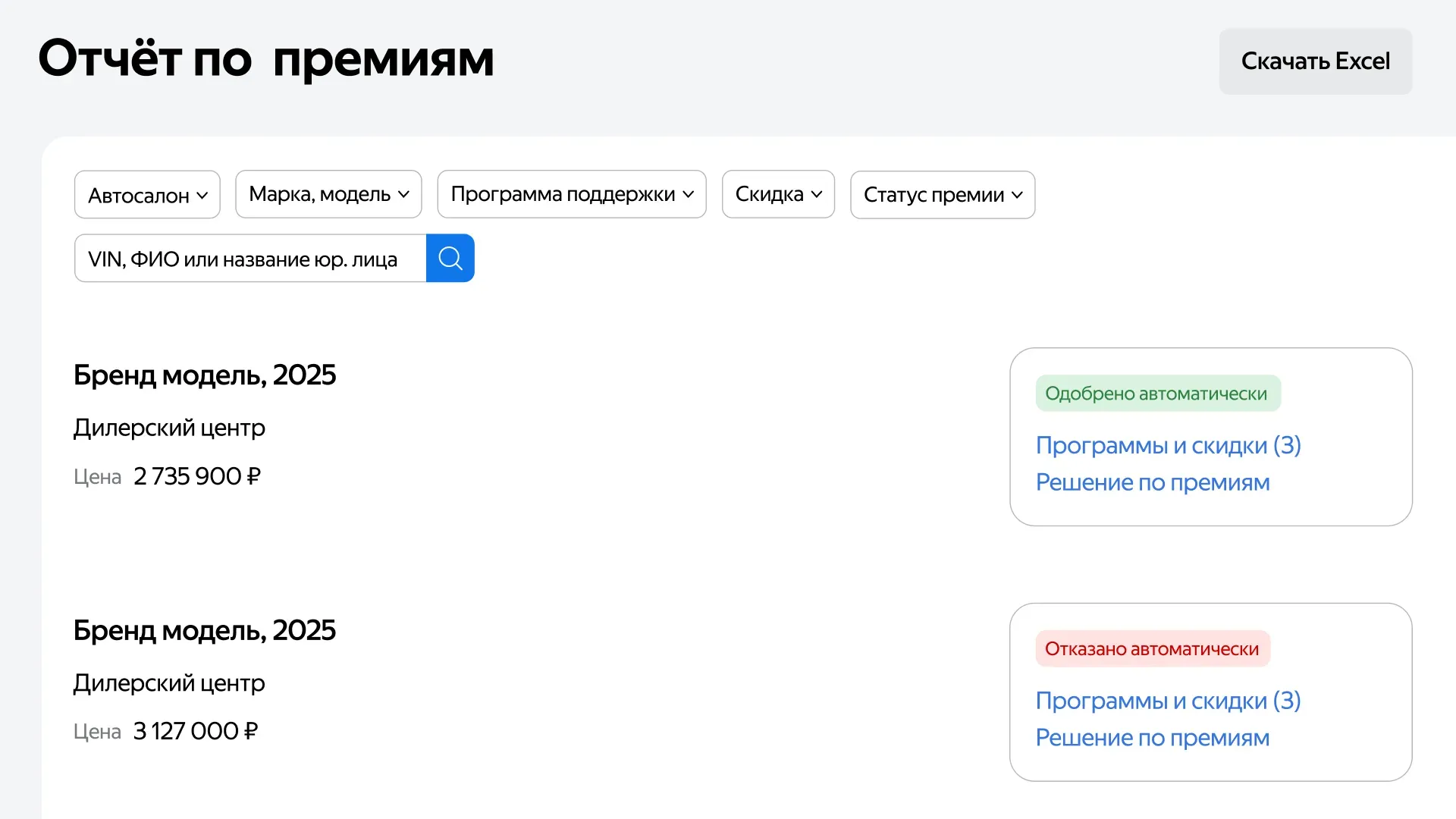 Отчёт по премиям